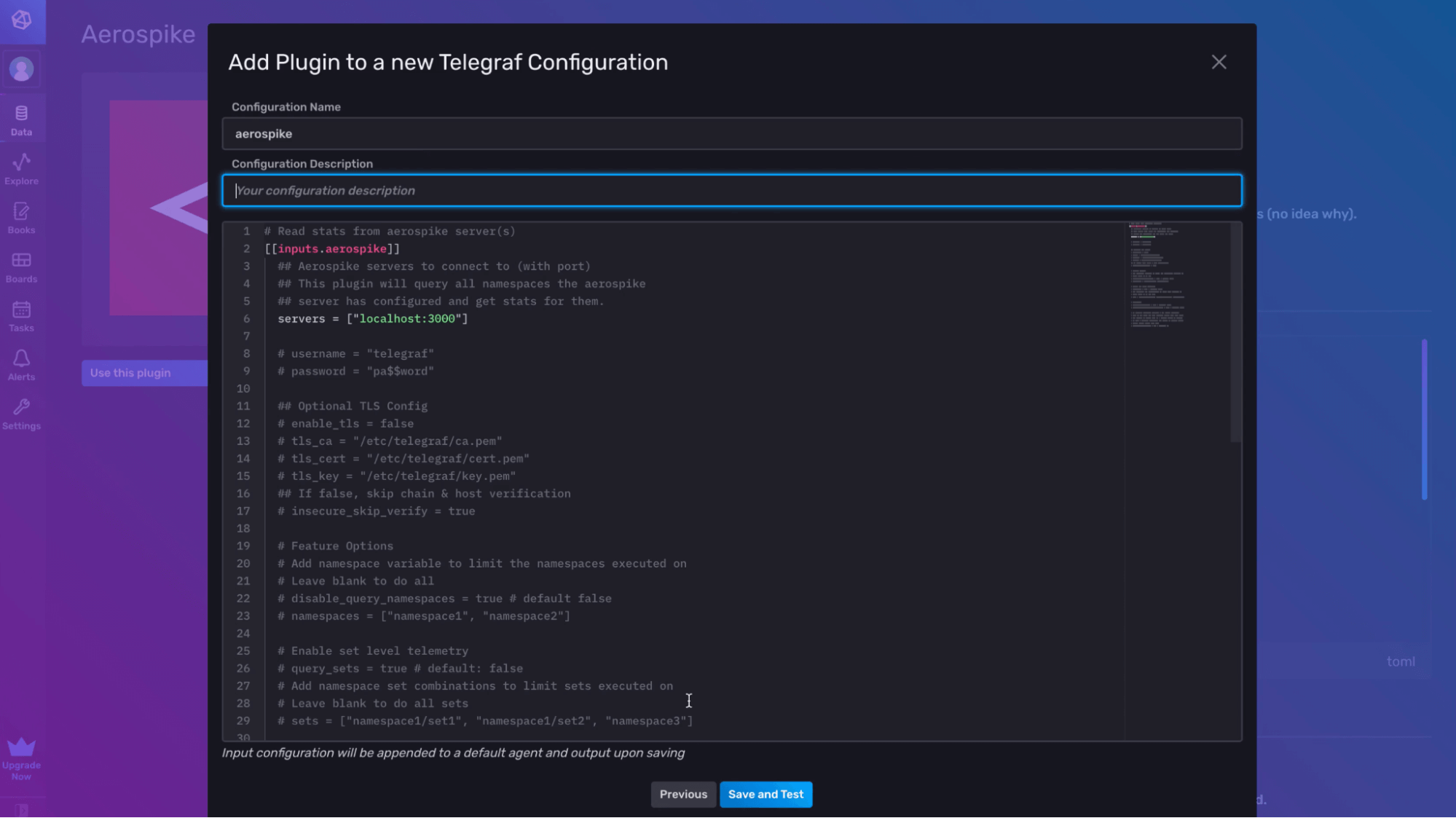 Add Plugin to a new Telegraf configuration