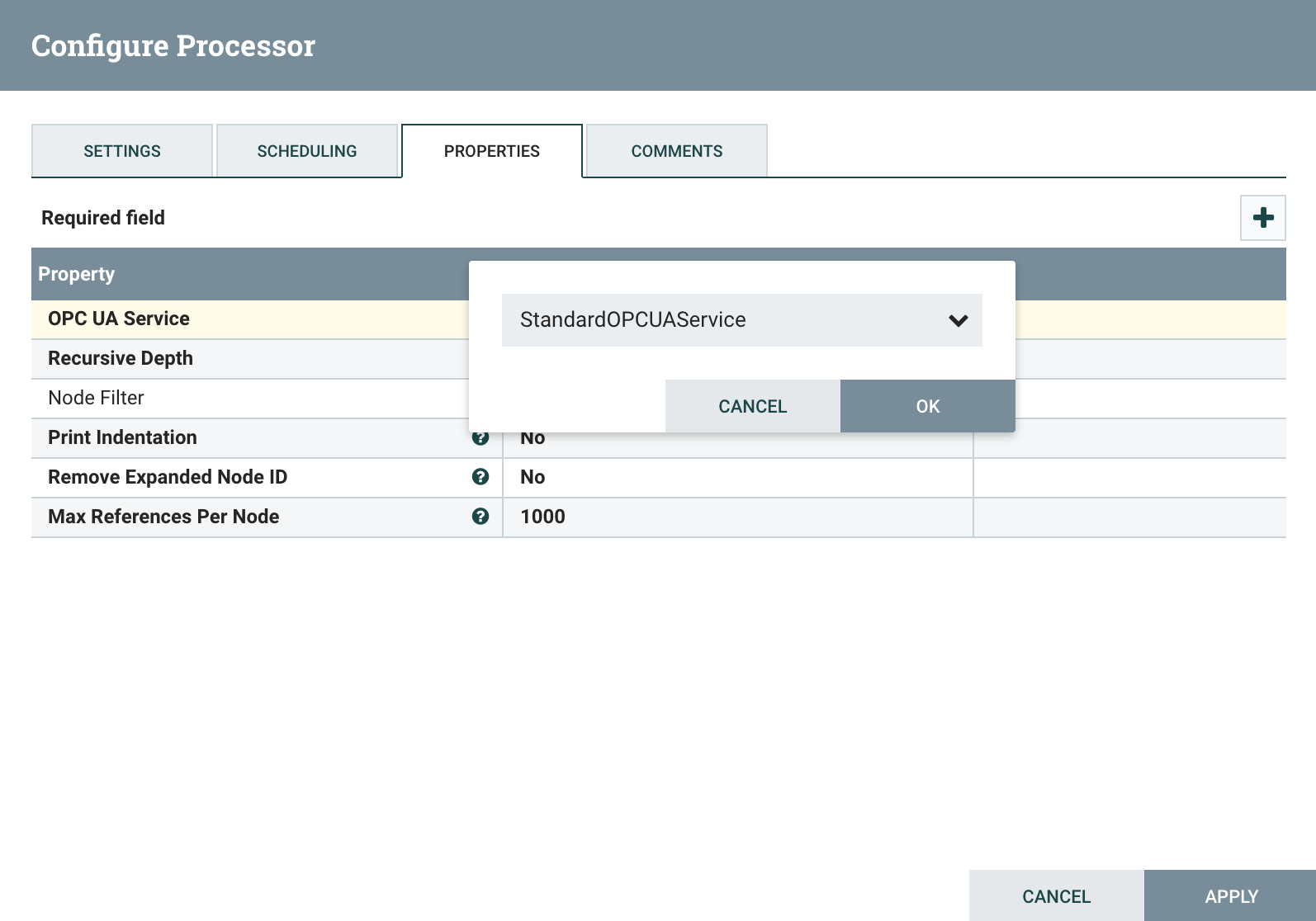 OPCUA Service Property