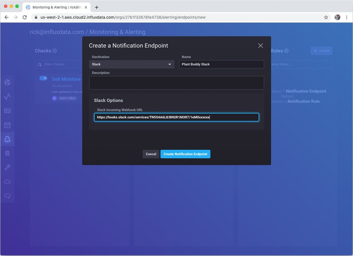 InfluxDB Cloud - Create a Notification Endpoint