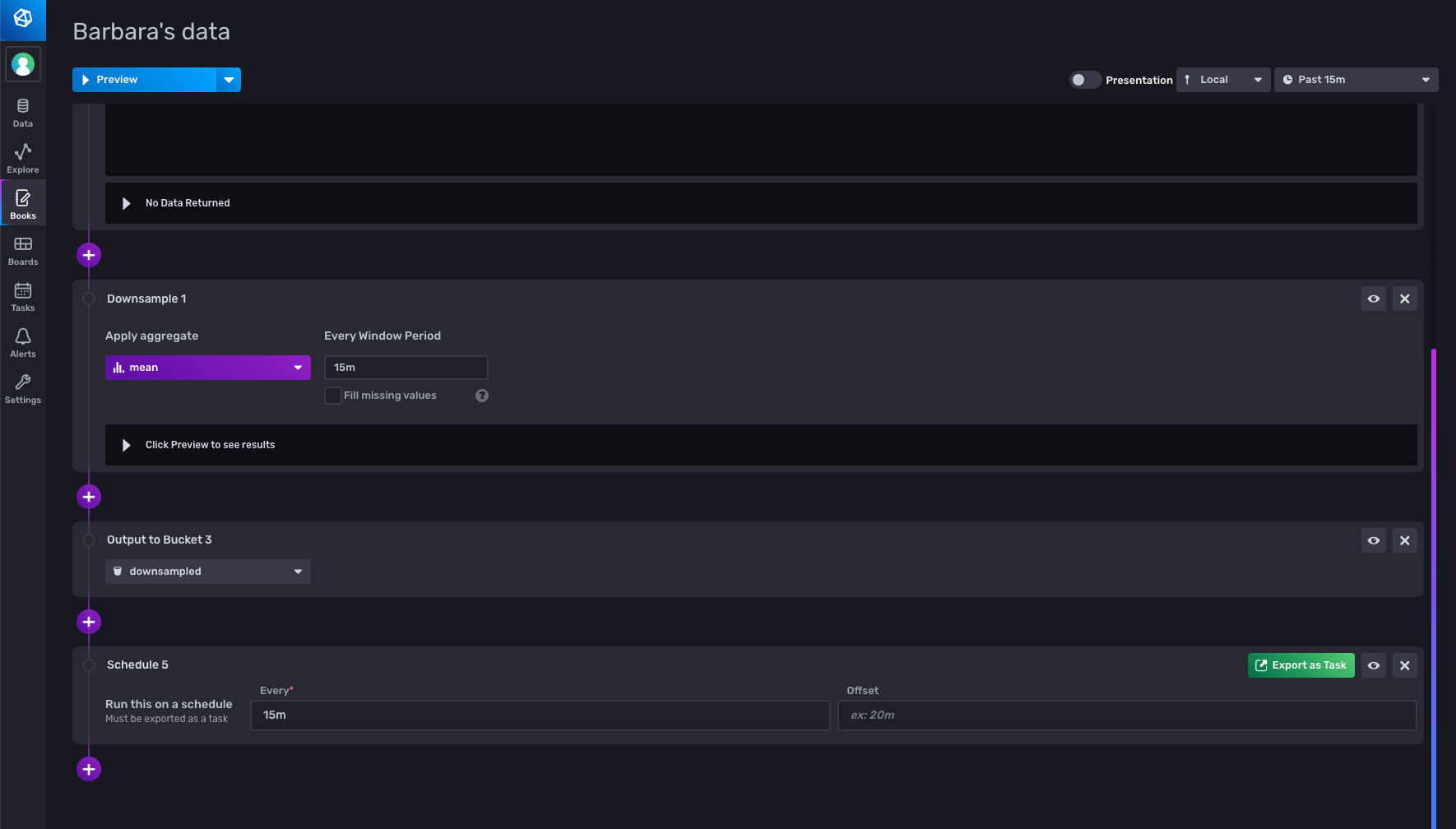 Create a downsampling task
