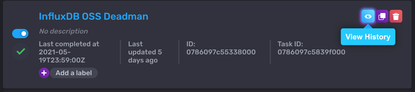 InfluxDB OSS Deadman - statuses