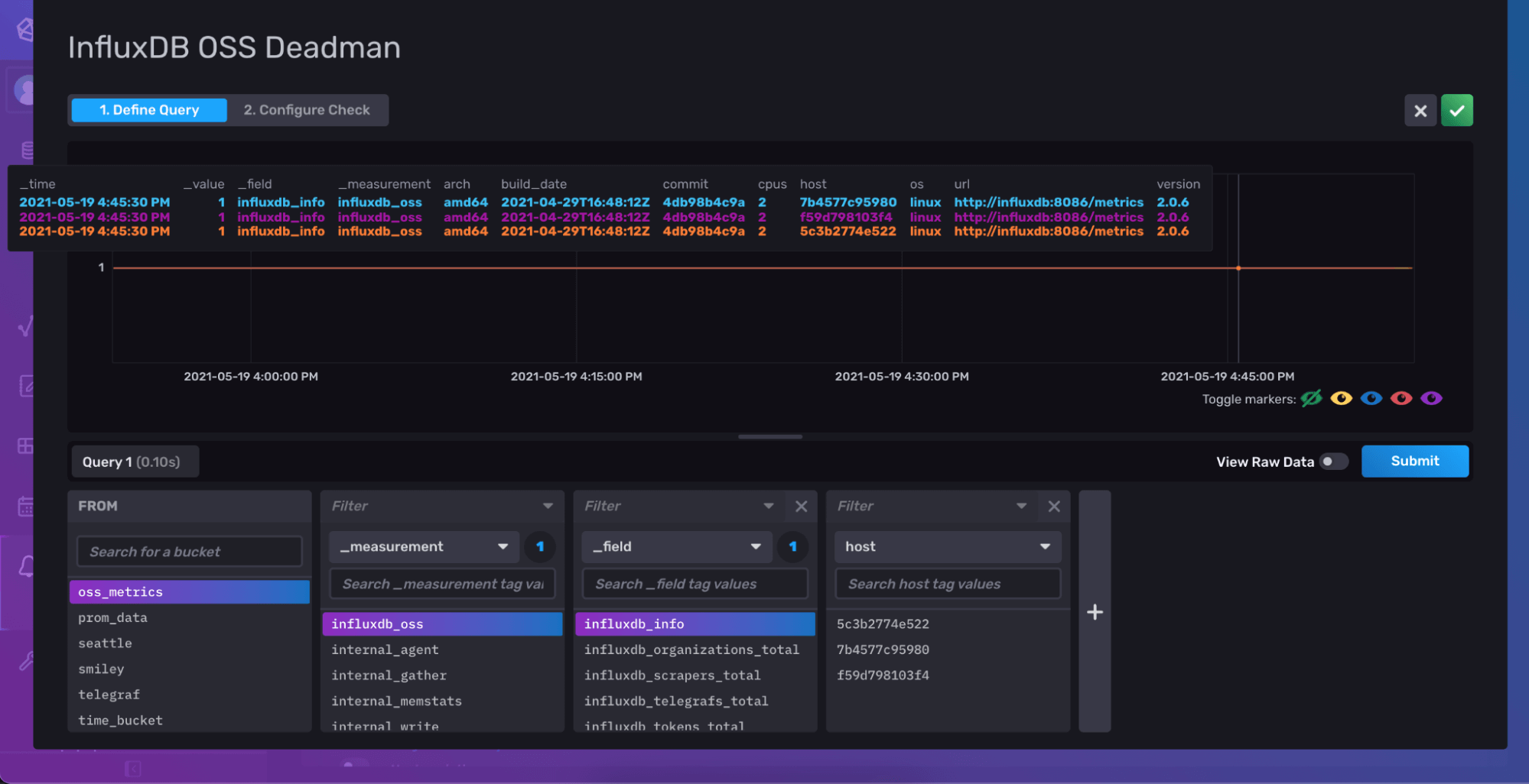 InfluxDB OSS Deadman