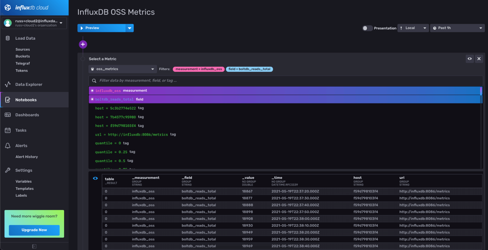 InfluxDB OSS Metrics