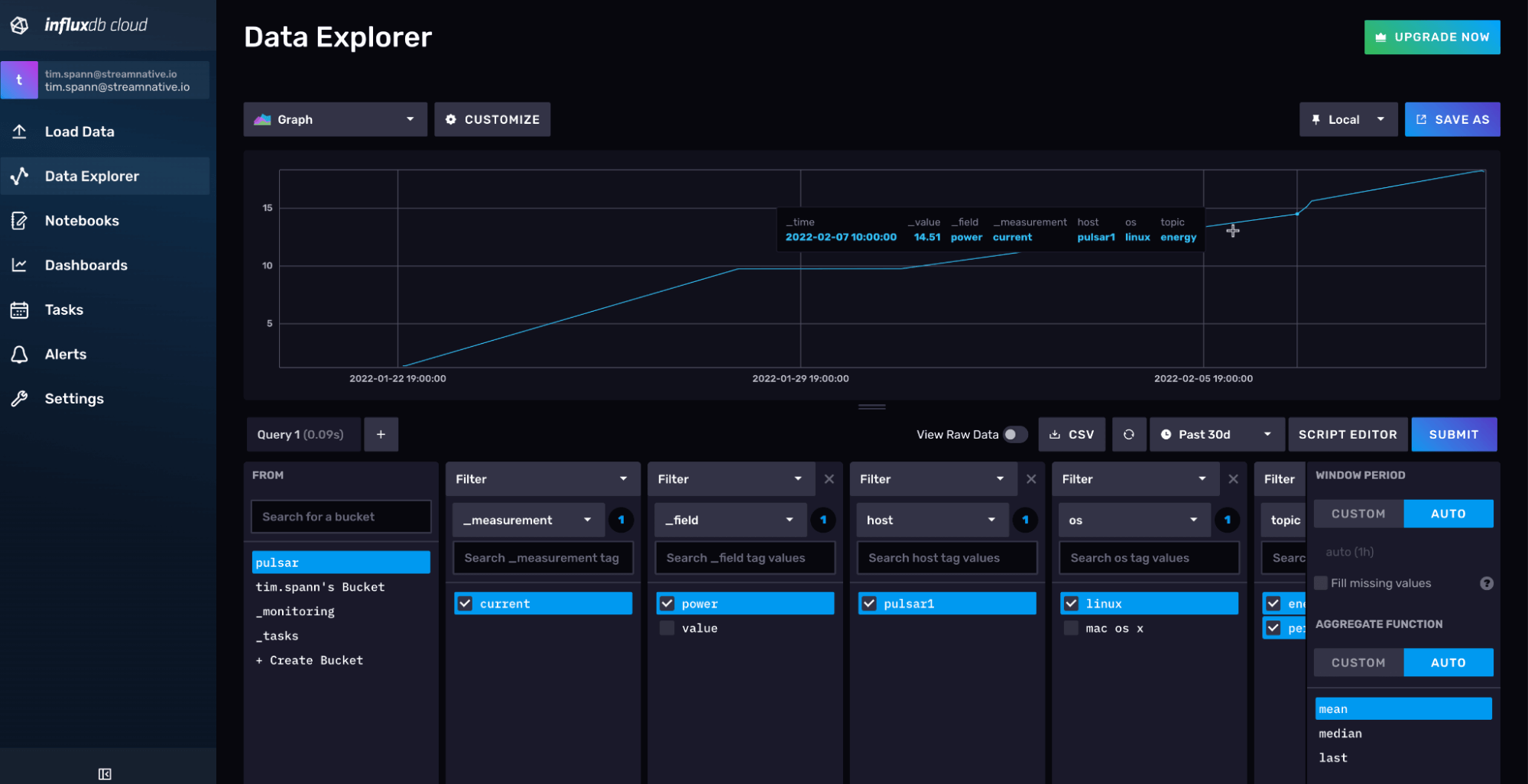 StreamNative-InfluxDB- Data Explorer StreamNative-InfluxDB- Data Explorer