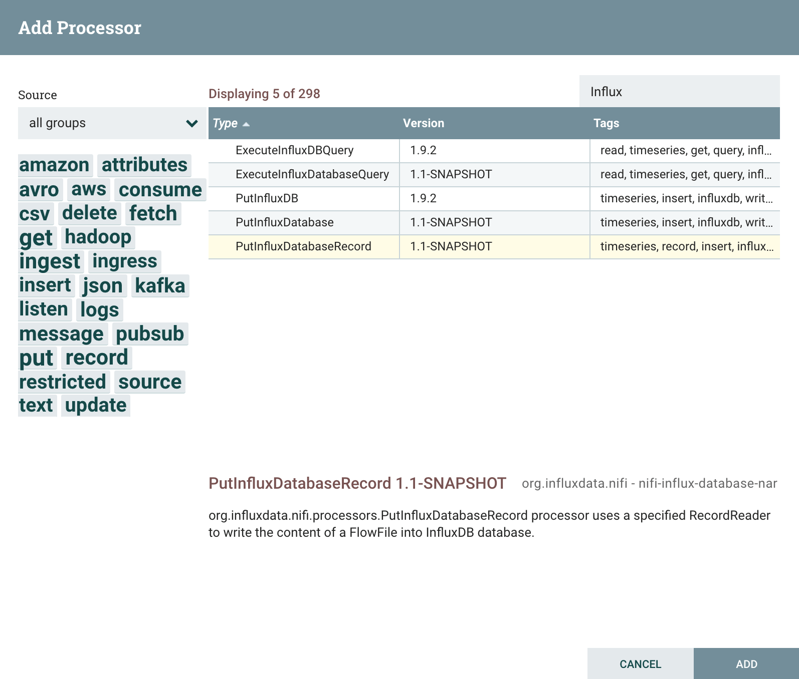 PutInfluxDatabasesRecord