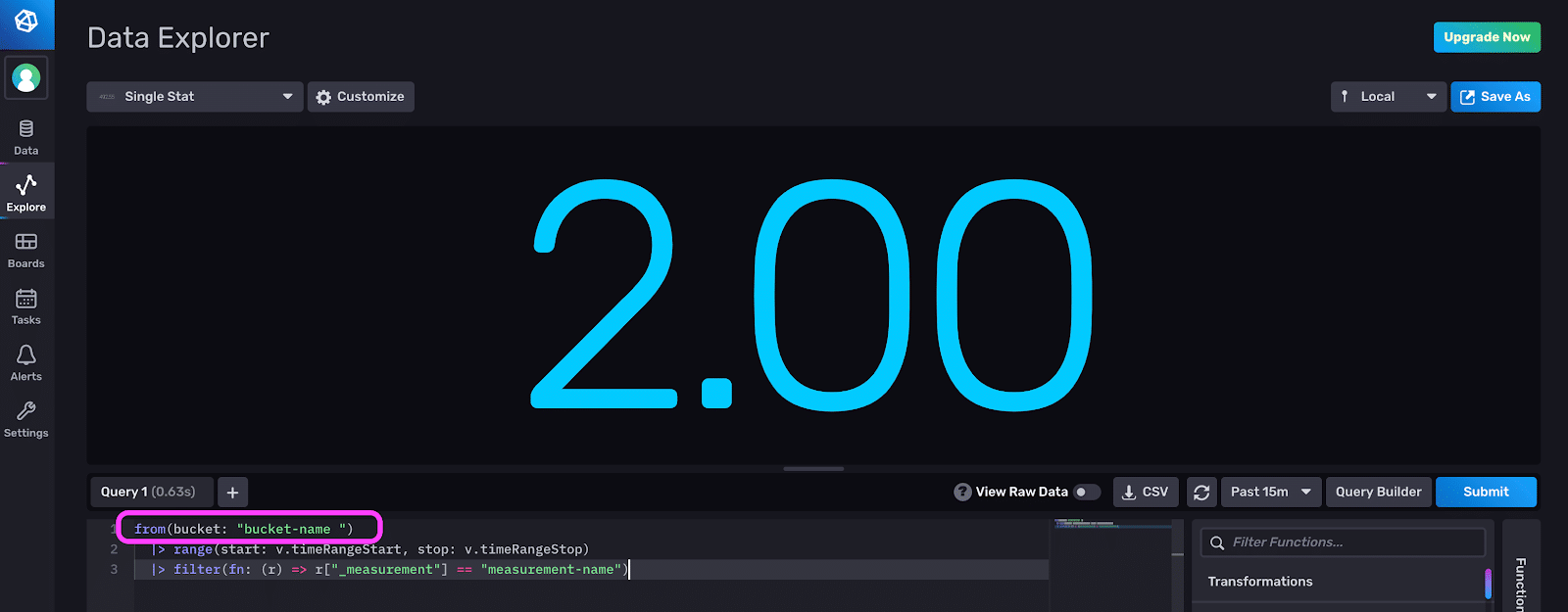 common errors influxdb cloud 2 flux query builder