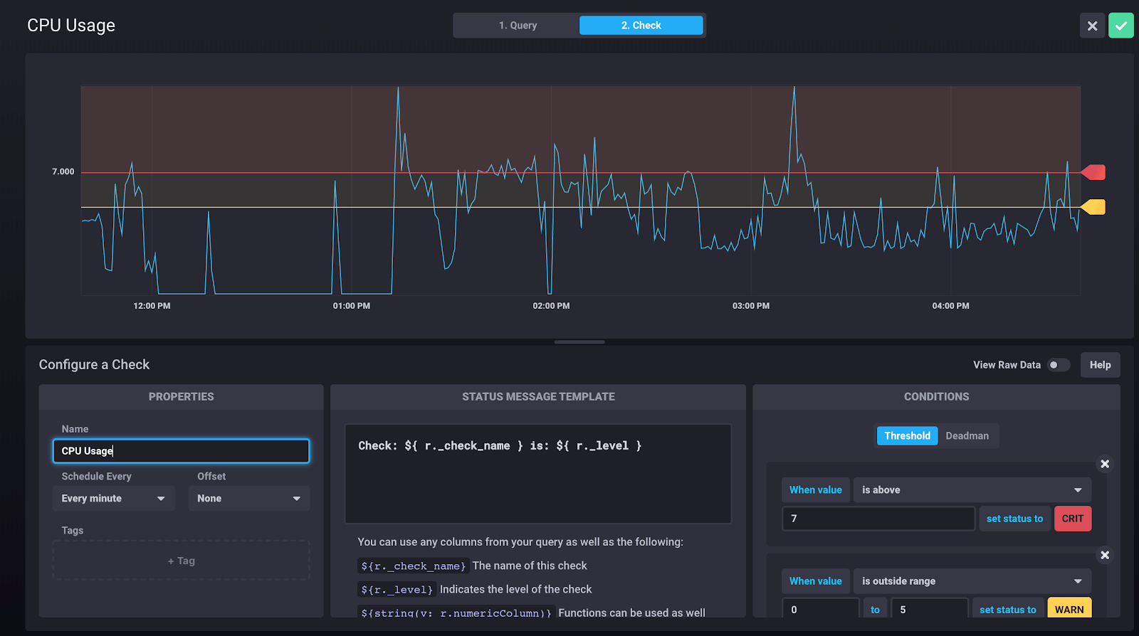 InfluxDB Cloud - build query and complete check