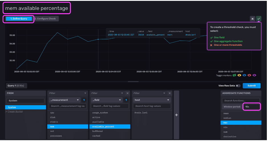 influxdb create check
