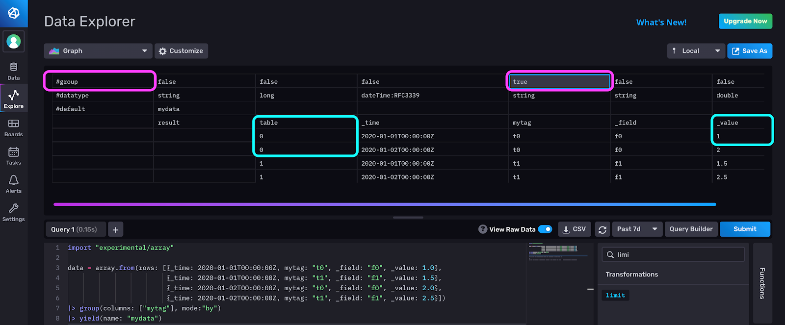 influxdb flux functions findrecord