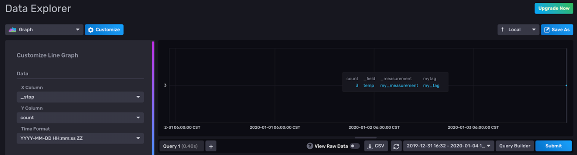 influxdb visualize column