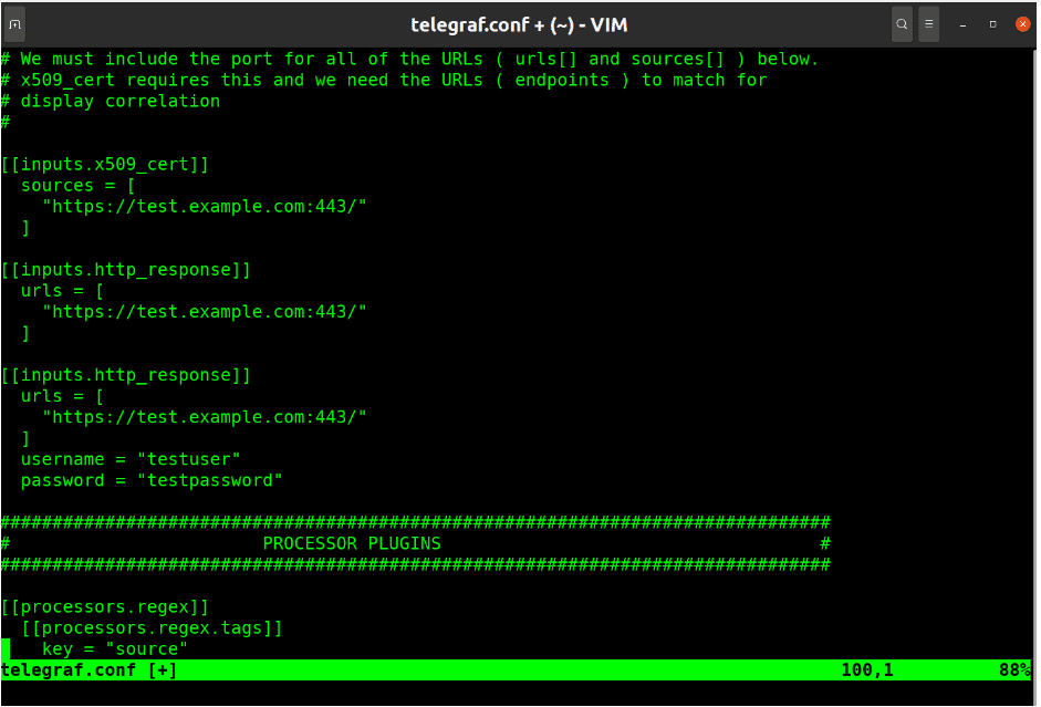 Telegraf configuration endpoint security state template