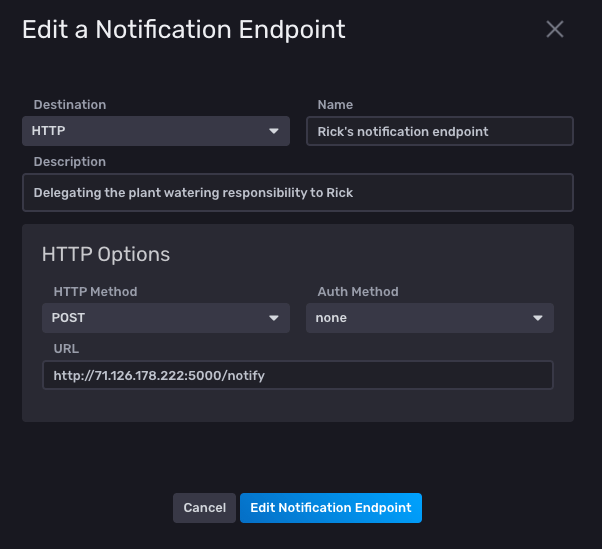 Edit a Notification Endpoint